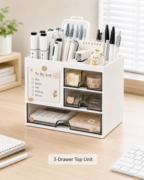 Modular Desktop Organizer with Transparent Drawers